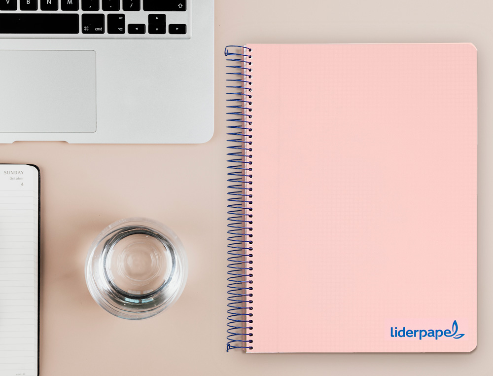 CAHIER SPIRALE LIDERPAPEL A4 MICRO WONDER 240 PAGES 90G    5X5MM 4 TROUS 5 BANDES        COULEURS ROSE