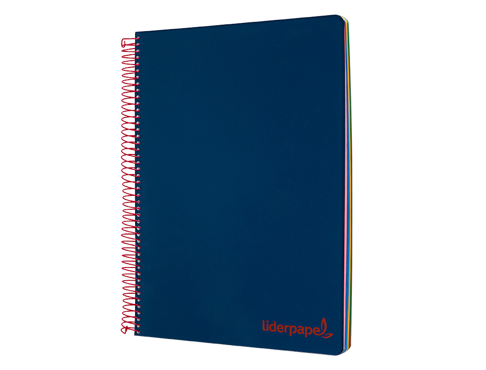 CAHIER SPIRALE LIDERPAPEL A4 MICRO WONDER 240 PAGES 90G 5X5MM 4 TROUS 5 BANDES COULEURS BLEU MARINE