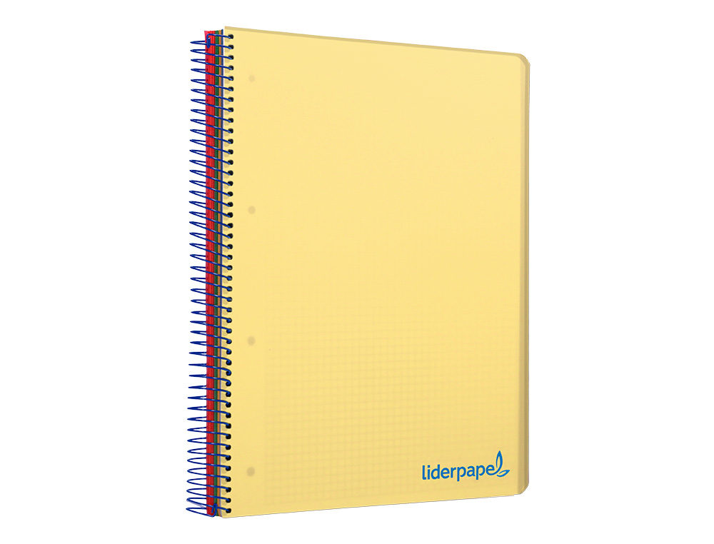 CAHIER SPIRALE LIDERPAPEL A5 MICRO WONDER 240 PAGES 90G    5X5MM 6 TROUS 5 BANDES        COULEURS JAUNE