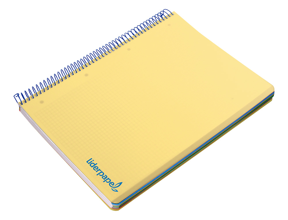 CAHIER SPIRALE LIDERPAPEL A5 MICRO WONDER 240 PAGES 90G    5X5MM 6 TROUS 5 BANDES        COULEURS JAUNE