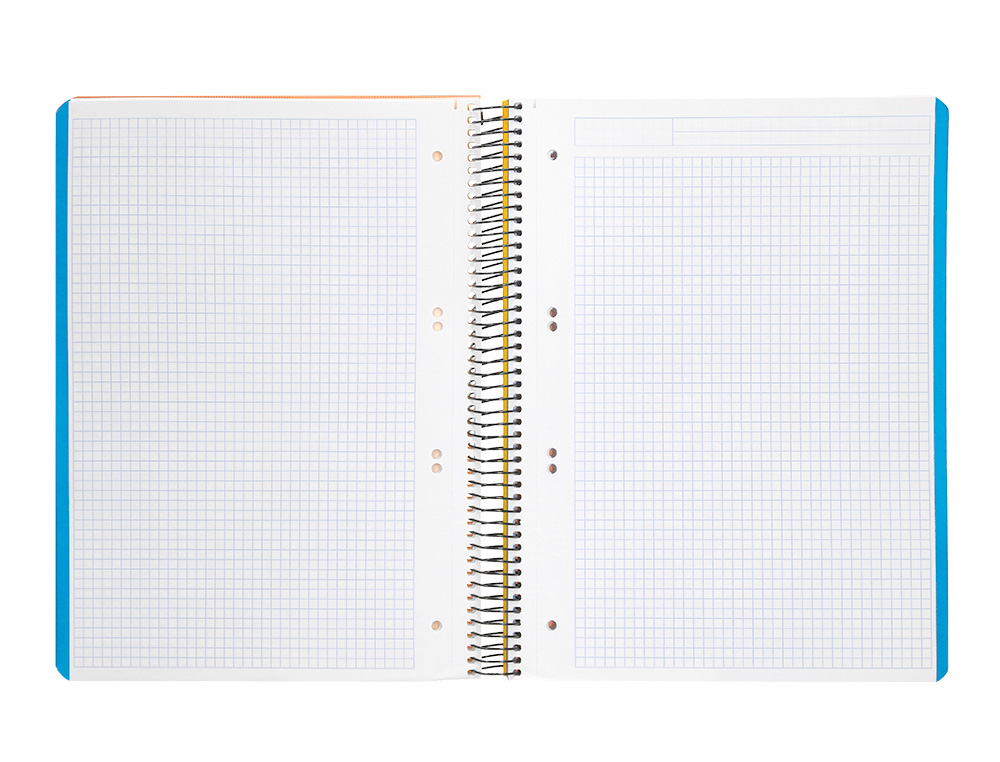 CAHIER SPIRALE LIDERPAPEL A5 MICRO WONDER 240 PAGES 90G    5X5MM 6 TROUS 5 BANDES        COULEURS JAUNE