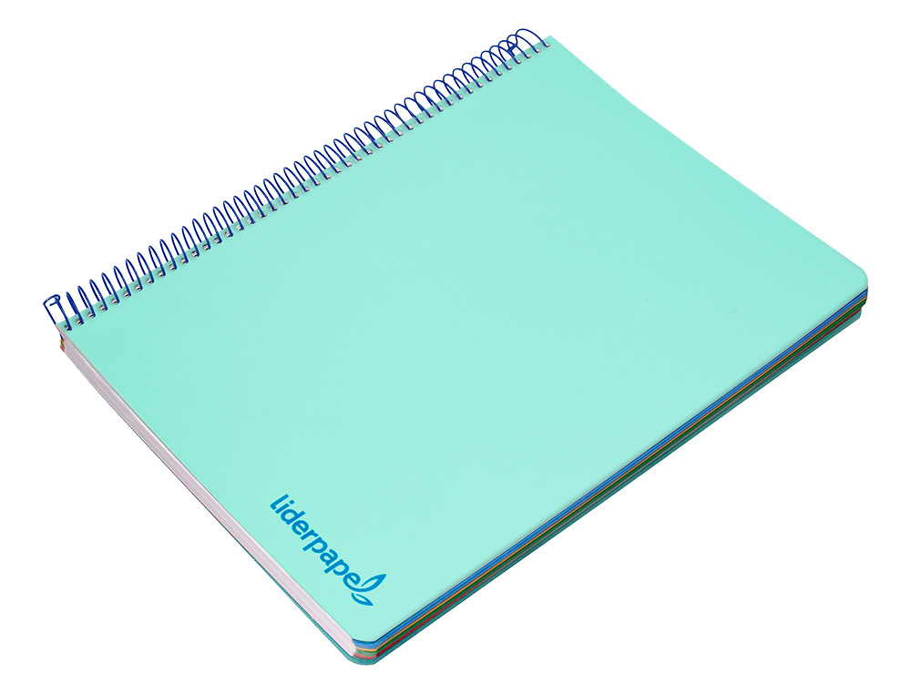 CAHIER SPIRALE LIDERPAPEL A5 MICRO WONDER 240 PAGES 90G    5X5MM 6 TROUS 5 BANDES        COULEURS VERT