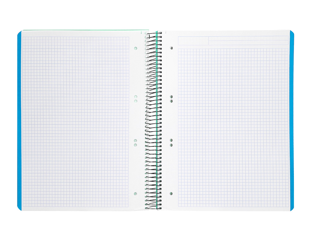CAHIER SPIRALE LIDERPAPEL A5 MICRO WONDER 240 PAGES 90G    5X5MM 6 TROUS 5 BANDES        COULEURS VERT