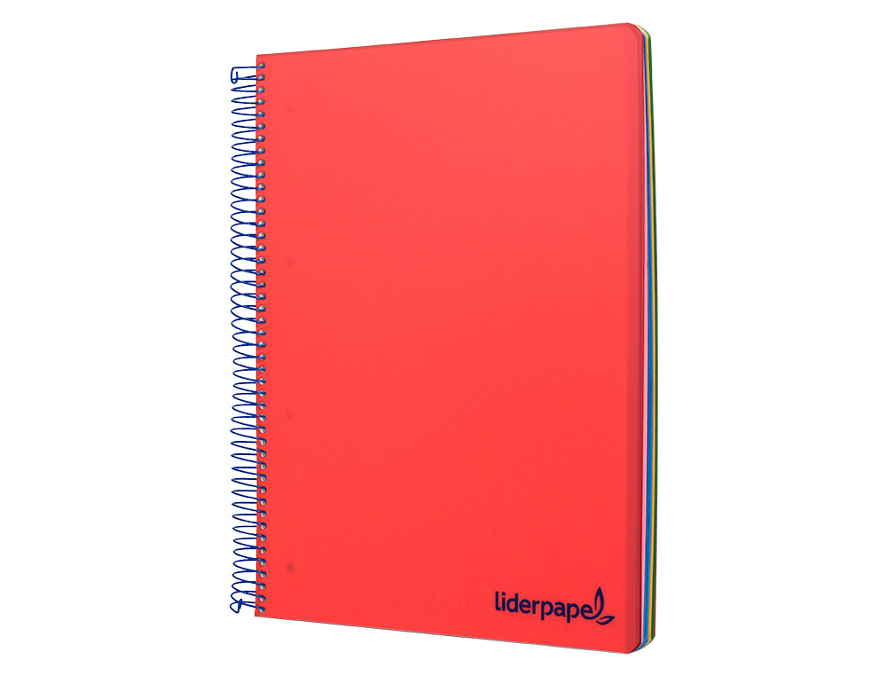 CAHIER SPIRALE LIDERPAPEL A5 MICRO WONDER 240 PAGES 90G    5X5MM 6 TROUS 5 BANDES        COULEURS ROUGE