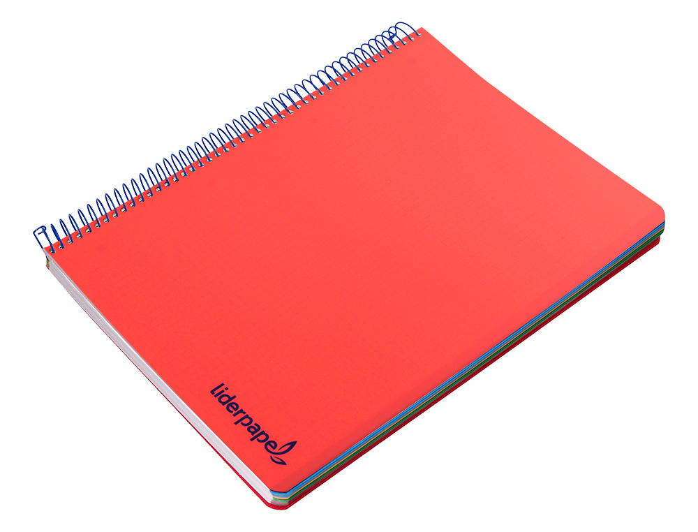 CAHIER SPIRALE LIDERPAPEL A5 MICRO WONDER 240 PAGES 90G    5X5MM 6 TROUS 5 BANDES        COULEURS ROUGE