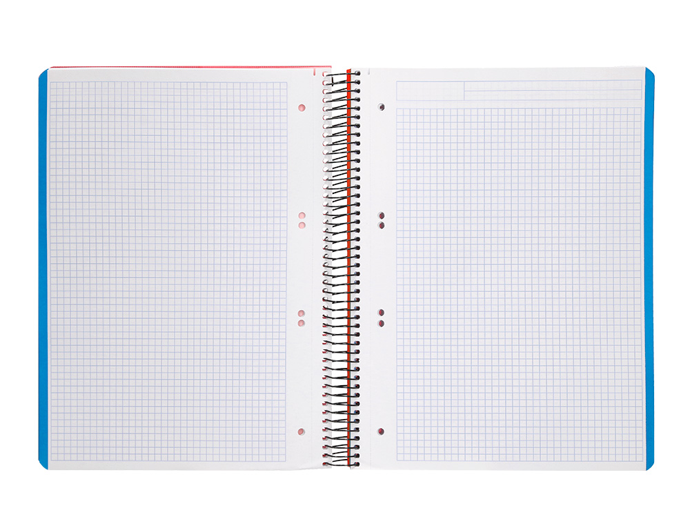 CAHIER SPIRALE LIDERPAPEL A5 MICRO WONDER 240 PAGES 90G    5X5MM 6 TROUS 5 BANDES        COULEURS ROUGE