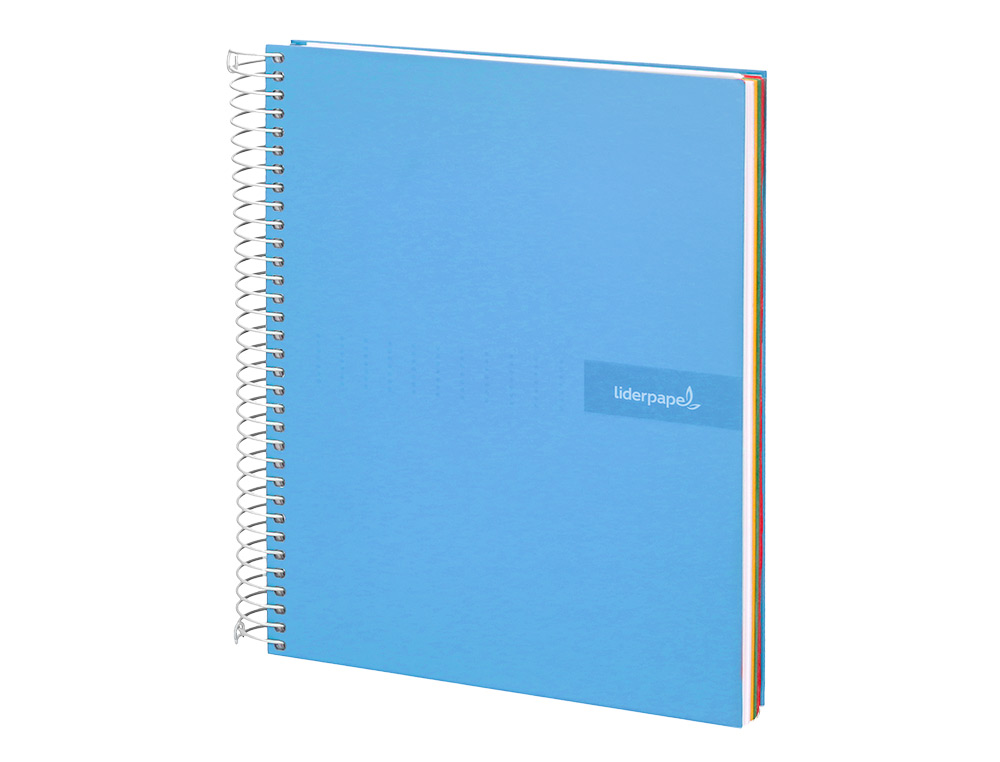 CAHIER SPIRALE LIDERPAPEL CRAFTY COUVERTURE CONTRECOLLE A5 240P 90G/M2 5X5MM MICROPERFOR 6 TROUS COLORIS BLEU CIEL