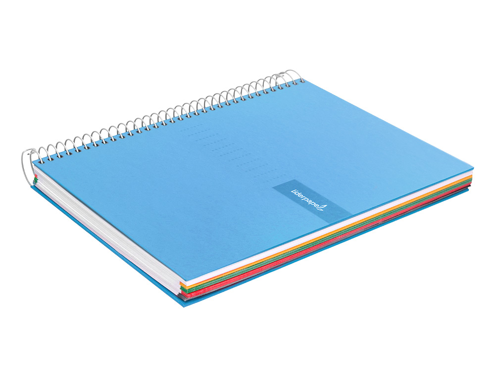 CAHIER SPIRALE LIDERPAPEL CRAFTY COUVERTURE CONTRECOLLE A5 240P 90G/M2 5X5MM MICROPERFOR 6 TROUS COLORIS BLEU CIEL