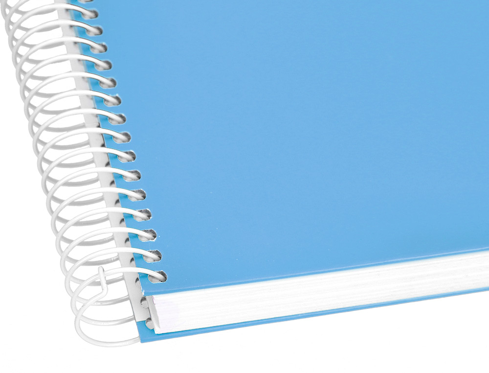 CAHIER SPIRALE LIDERPAPEL CRAFTY COUVERTURE CONTRECOLLE A5 240P 90G/M2 5X5MM MICROPERFOR 6 TROUS COLORIS BLEU CIEL