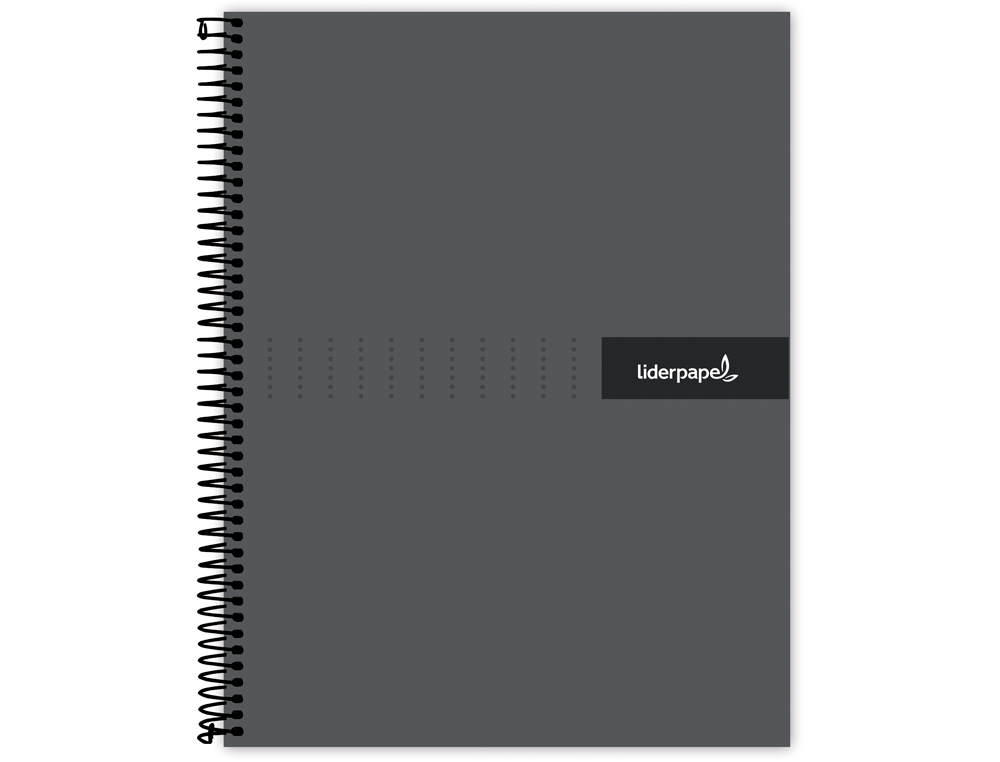 CAHIER SPIRALE LIDERPAPEL CRAFTY COUVERTURE CONTRECOLLE A5 240P 90G/M2 5X5MM MICROPERFOR 6 TROUS COLORIS NOIR