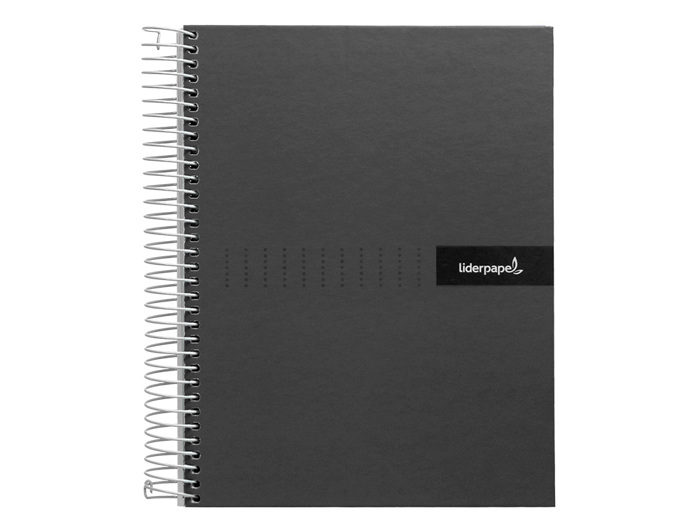 CAHIER SPIRALE LIDERPAPEL CRAFTY COUVERTURE CONTRECOLLE A5 240P 90G/M2 5X5MM MICROPERFOR 6 TROUS COLORIS NOIR