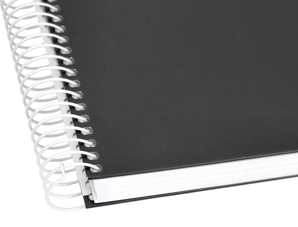 CAHIER SPIRALE LIDERPAPEL CRAFTY COUVERTURE CONTRECOLLE A5 240P 90G/M2 5X5MM MICROPERFOR 6 TROUS COLORIS NOIR