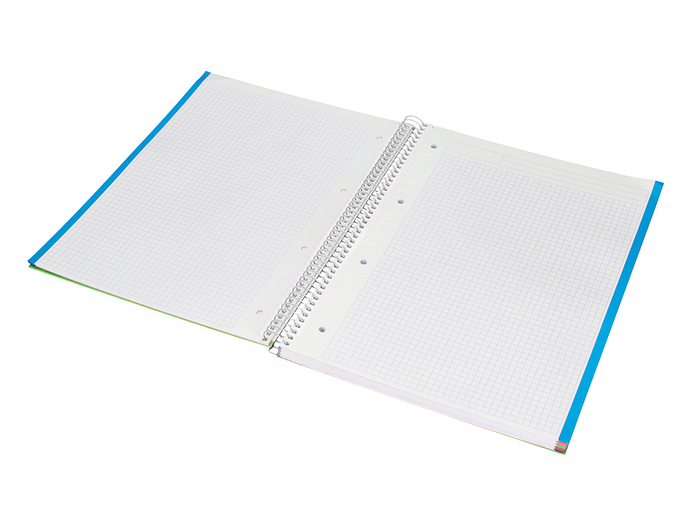 CAHIER SPIRALE LIDERPAPEL JOLLY COUVERTURE CONTRECOLLE A4 280P 75G/M2 5X5MM MICROPERFOR 4 TROUS COLORIS VERT