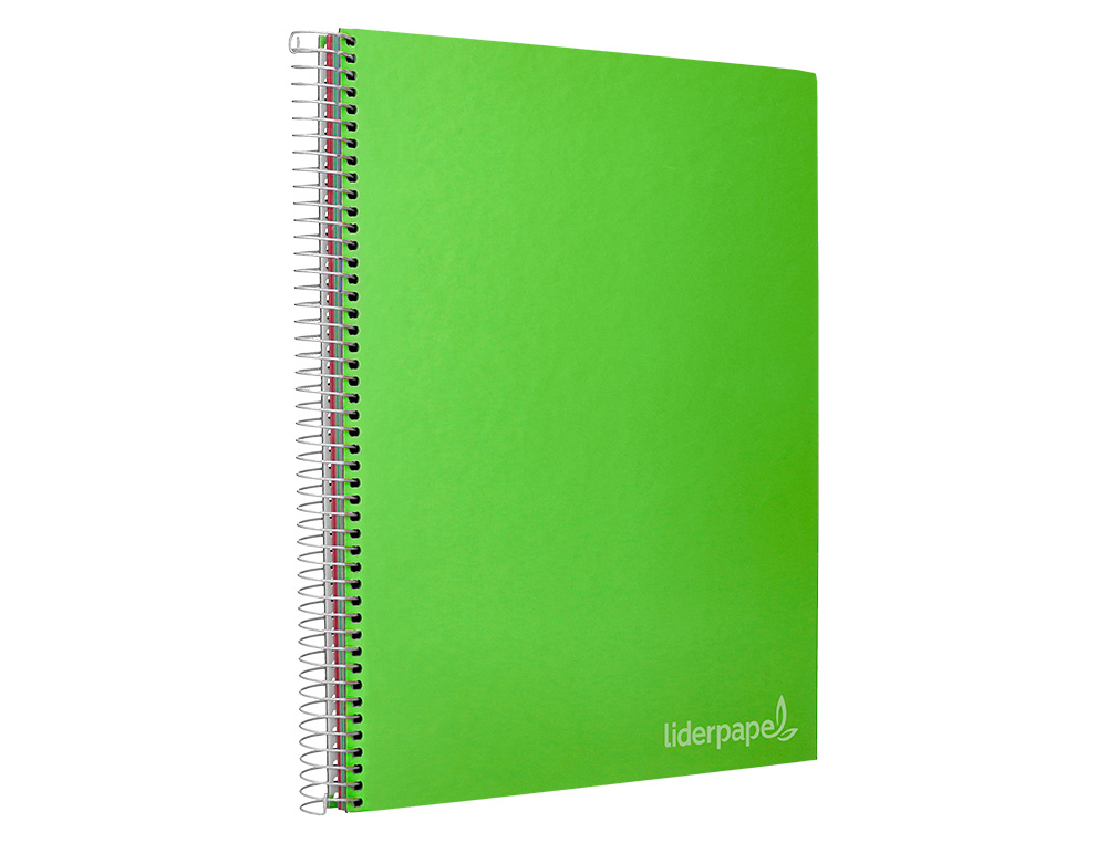 CAHIER SPIRALE LIDERPAPEL JOLLY COUVERTURE CONTRECOLLE A4 280P 75G/M2 5X5MM MICROPERFOR 4 TROUS COLORIS VERT
