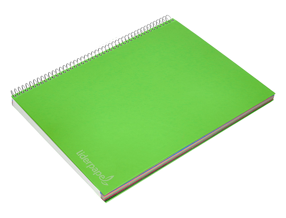 CAHIER SPIRALE LIDERPAPEL JOLLY COUVERTURE CONTRECOLLE A4 280P 75G/M2 5X5MM MICROPERFOR 4 TROUS COLORIS VERT