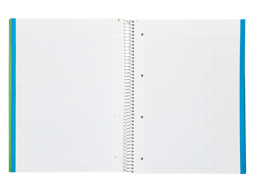 CAHIER SPIRALE LIDERPAPEL JOLLY COUVERTURE CONTRECOLLE A4 280P 75G/M2 5X5MM MICROPERFOR 4 TROUS COLORIS VERT