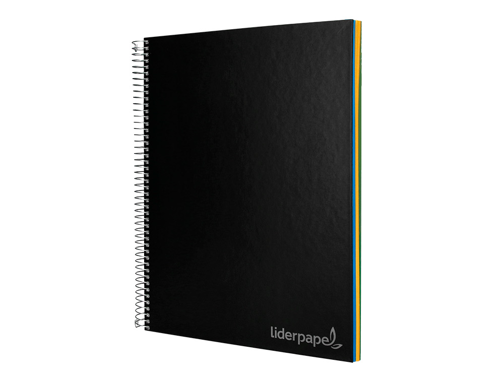 CAHIER SPIRALE LIDERPAPEL JOLLY COUVERTURE CONTRECOLLE A4 280P 75G/M2 5X5MM MICROPERFOR 4 TROUS COLORIS NOIR