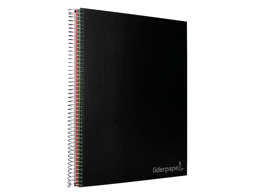 CAHIER SPIRALE LIDERPAPEL JOLLY COUVERTURE CONTRECOLLE A4 280P 75G/M2 5X5MM MICROPERFOR 4 TROUS COLORIS NOIR