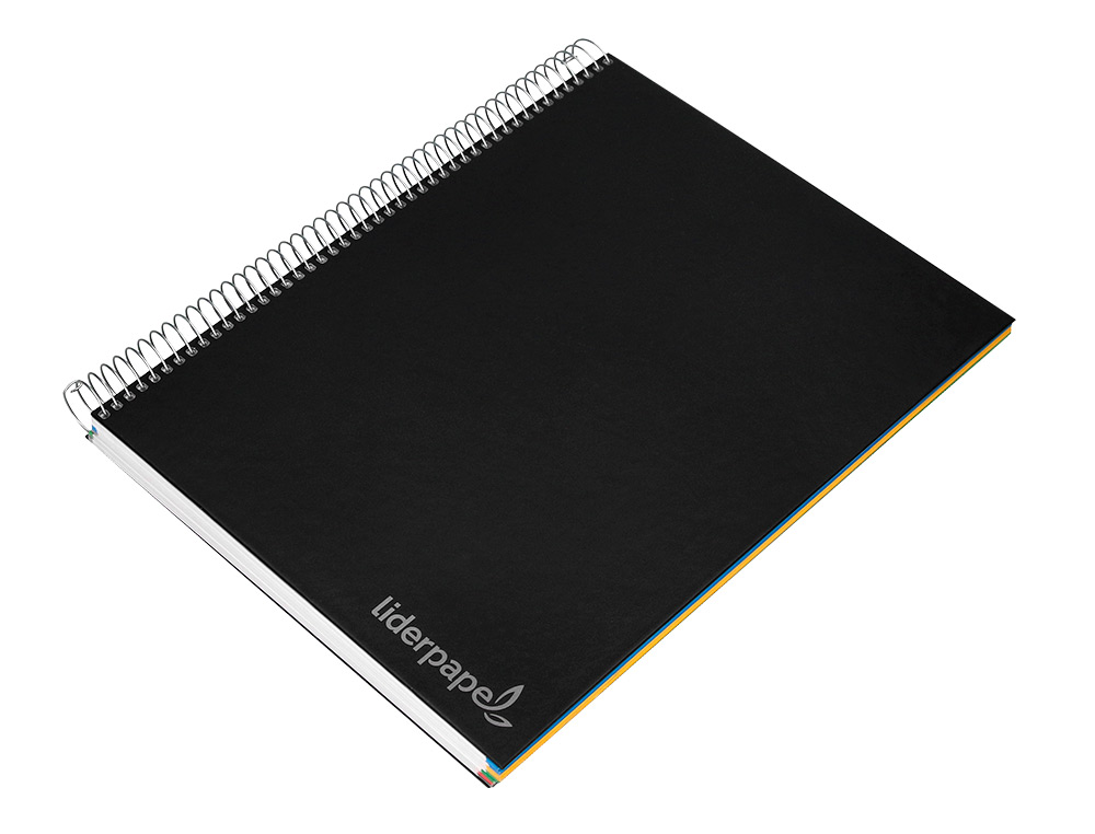 CAHIER SPIRALE LIDERPAPEL JOLLY COUVERTURE CONTRECOLLE A4 280P 75G/M2 5X5MM MICROPERFOR 4 TROUS COLORIS NOIR