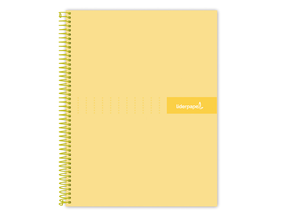 CAHIER SPIRALE LIDERPAPEL CRAFTY COUVERTURE CONTRECOLLE A4 240P 90G/M2 5X5MM MICROPERFOR 4 TROUS COLORIS JAUNE