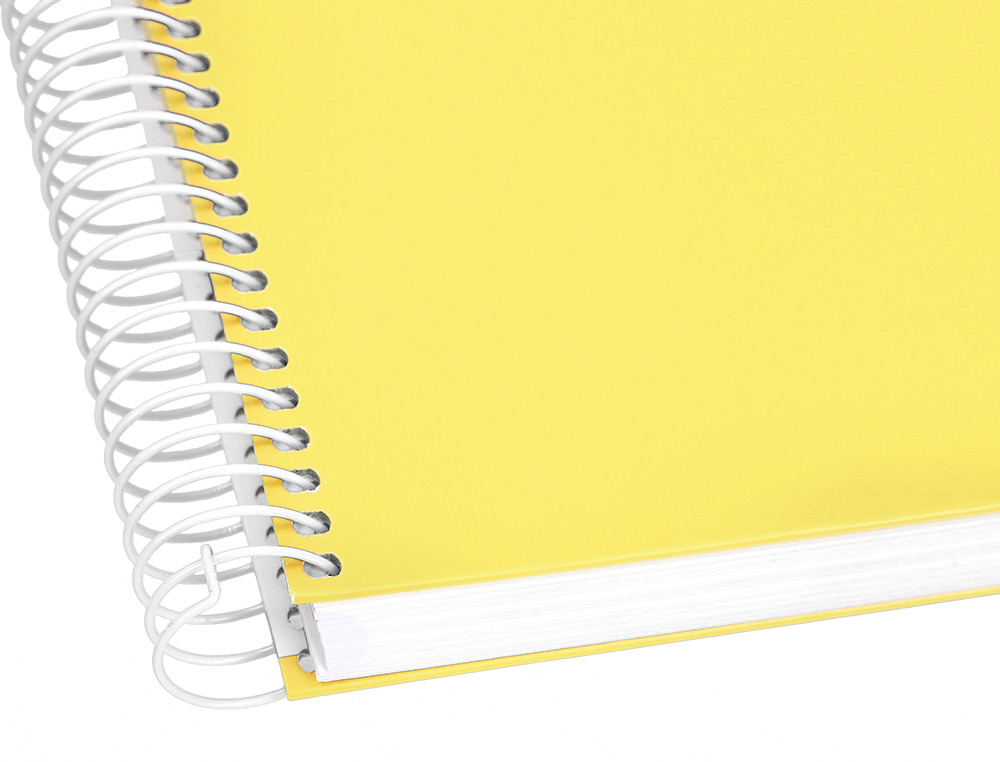 CAHIER SPIRALE LIDERPAPEL CRAFTY COUVERTURE CONTRECOLLE A4 240P 90G/M2 5X5MM MICROPERFOR 4 TROUS COLORIS JAUNE