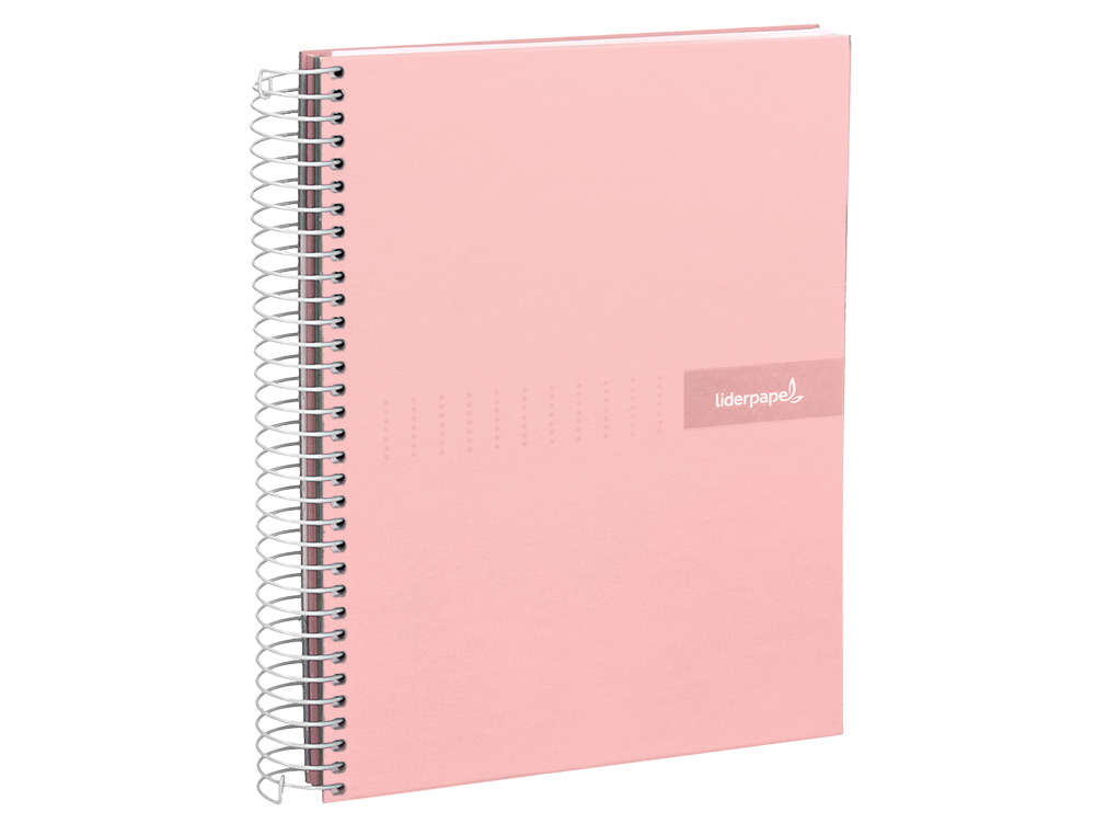 CAHIER SPIRALE LIDERPAPEL CRAFTY COUVERTURE CONTRECOLLE A4 240P 90G/M2 5X5MM MICROPERFOR 4 TROUS COLORIS ROSE