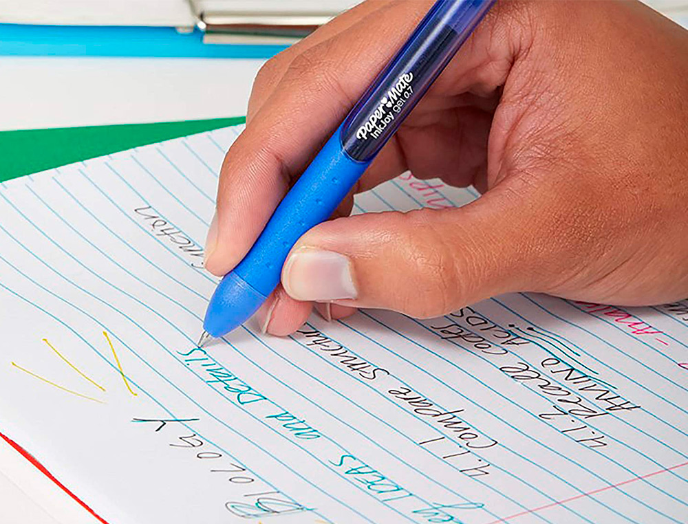 STYLO-BILLE PAPER MATE INKJOY GEL RTRACTABLE CRITURE MOYENNE 0.7MM ENCRE DOUCE GRIP COLORIS BLEU