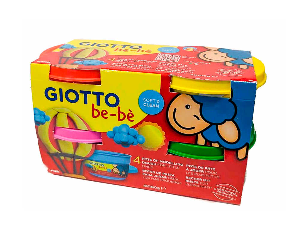 PTE  MODELER GIOTTO BE-B TEST DERMATOLOGIQUEMENT COLORIS ASSORTIS ROUGE JAUNE MAGENTA VERT 4 POTS 100G