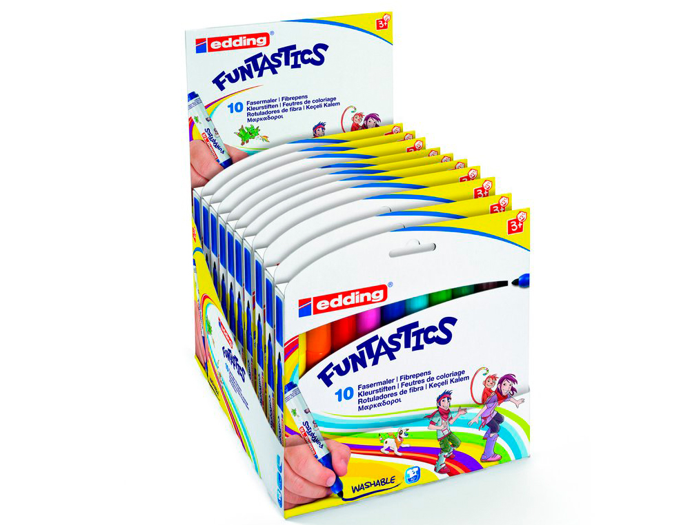 FEUTRE EDDING COLORIAGE FUNTASTICS E14-10S POINTE OGIVE 3MM COULEURS ASSORTIES POCHETTE 10 UNITS