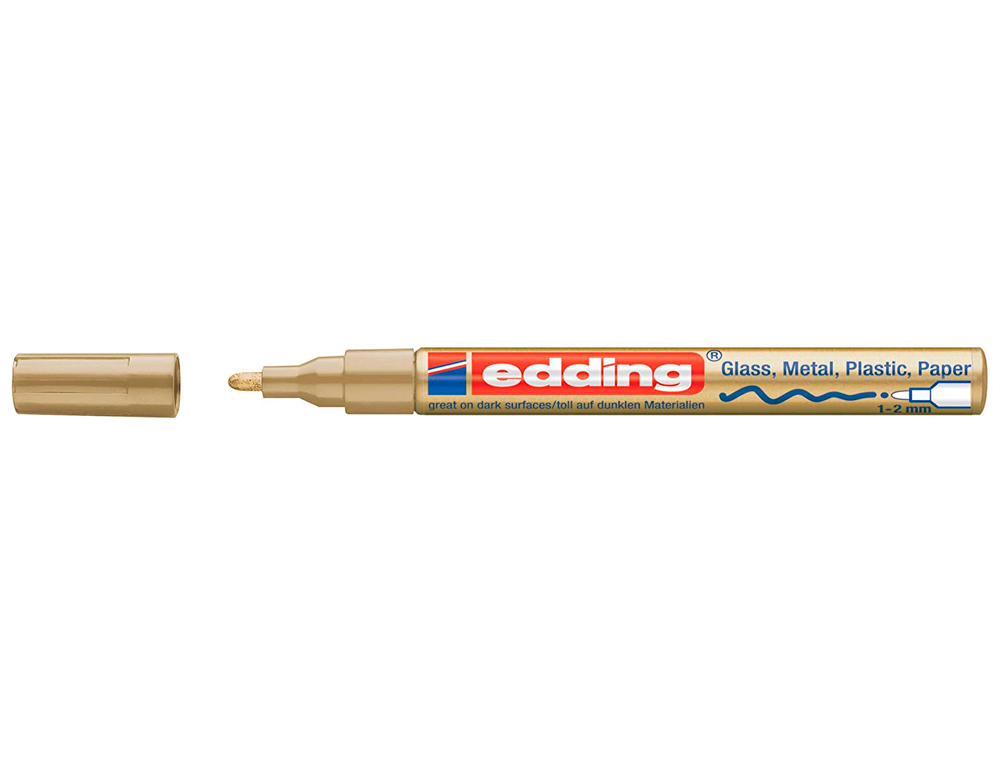 MARQUEUR EDDING PERMANENT PEINTURE E751 POINTE FINE 1/2MM ENCRE LAQUE OPAQUE TOUS SUPPORTS RSISTANT CHALEUR OR