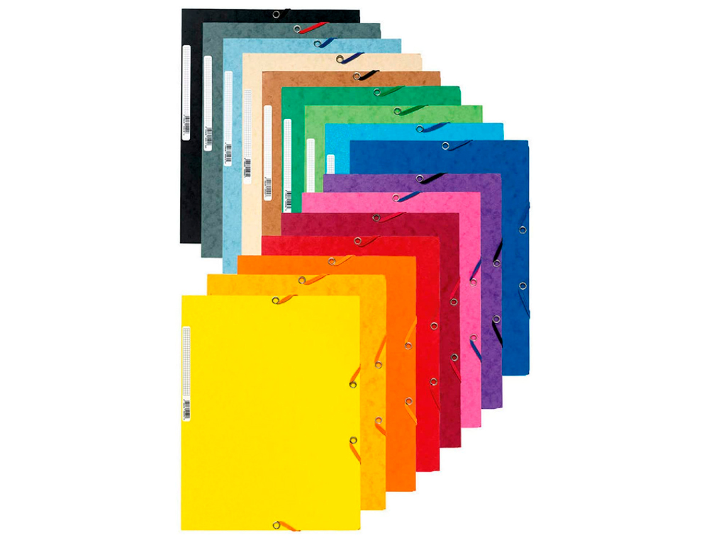CHEMISE EXACOMPTA CARTE LUSTRÉE 5/10E 400G 3 RABATS ET ÉLASTIQUE A4 FORMAT 240X320MM COLORIS VIFS ASSORTIS 50 UNITÉS