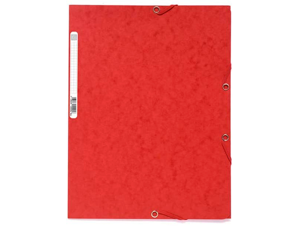 CHEMISE EXACOMPTA CARTE LUSTRE 5/10E 400G 3 RABATS ET LASTIQUE A4 FORMAT 240X320MM COLORIS ROUGE