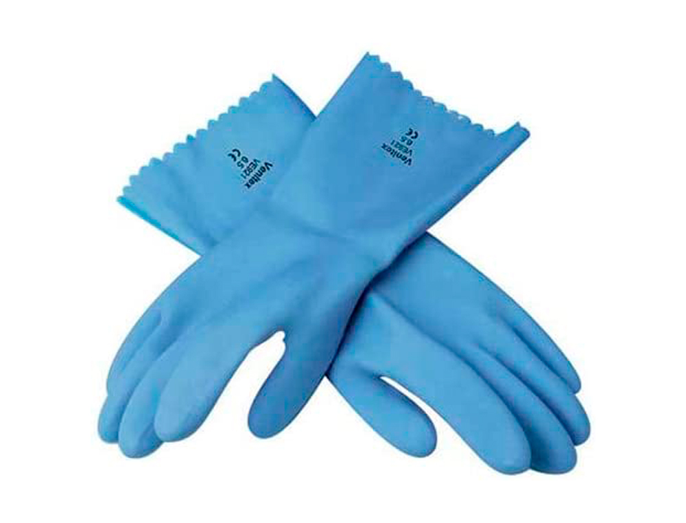 GANT LATEX DELTAPLUS SUPPORT COTON JERSEY LONGUEUR 30CM ÉPAISSEUR 1.25MM COLORIS BLEU TAILLE 8/9 PAIRE