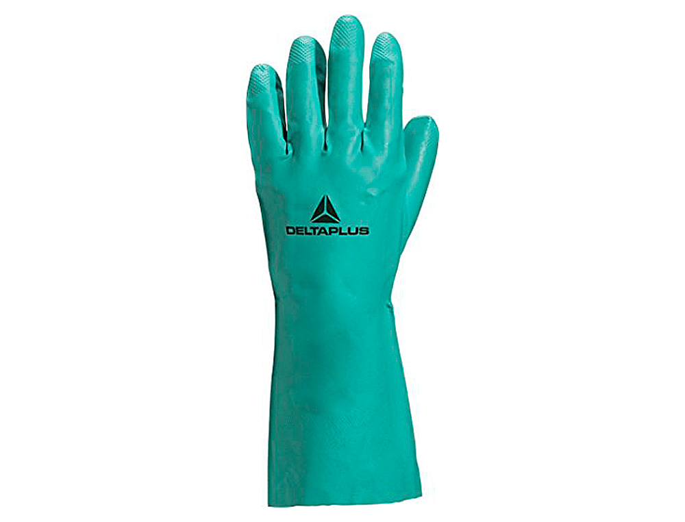 GANT NITRILE DELTAPLUS FLOQU COTON LONGUEUR 33CM PAISSEUR 0.40MM COLORIS VERT TAILLE 6/7 PAIRE
