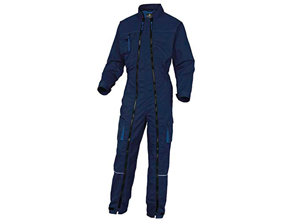 COMBINAISON TRAVAIL DELTAPLUS MACH2 POLYESTER COTON 245G/M2 DOUBLE ZIP 10 POCHES COLORIS BLEU MARINE/BLEU ROI TAILLE S