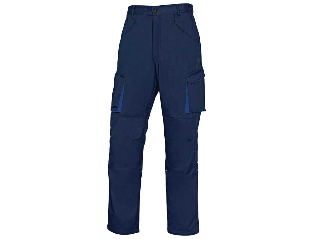 PANTALON TRAVAIL DELTAPLUS MACH2 POLYESTER COTON 245G/M2 7 POCHES COLORIS BLEU MARINE/BLEU ROI TAILLE S