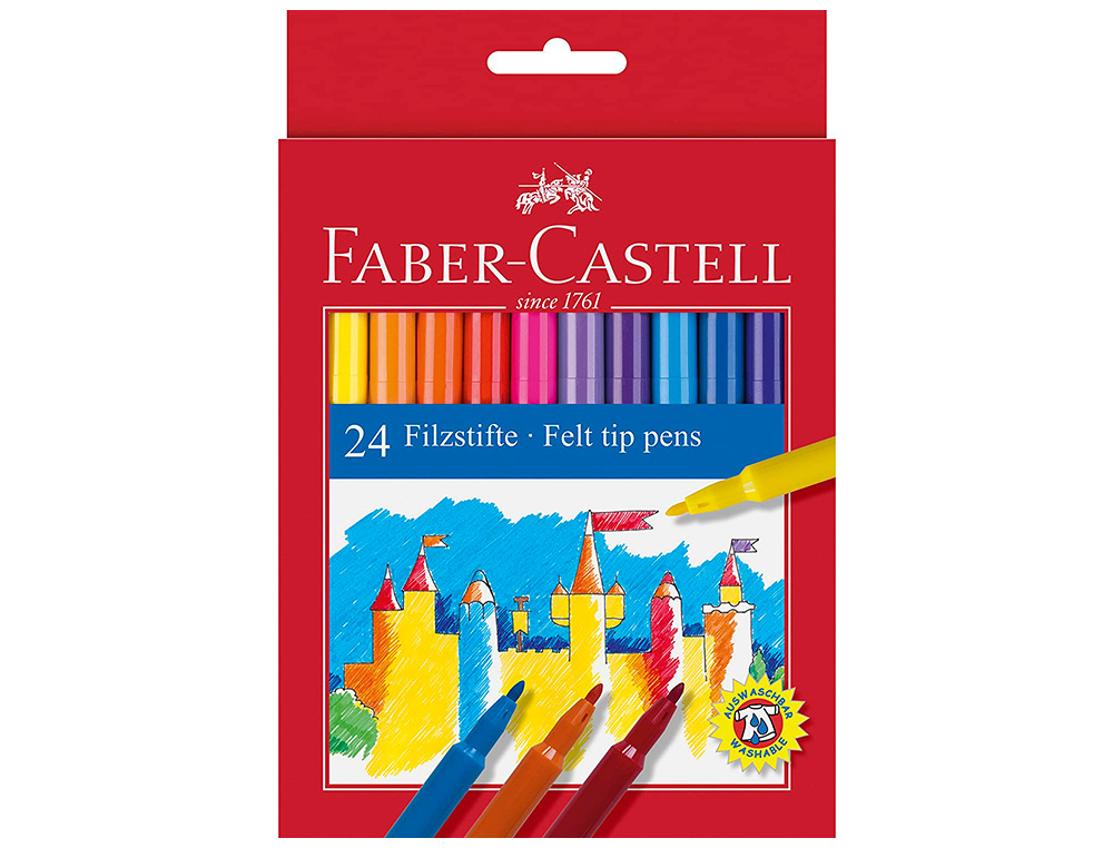 FEUTRE FABER CASTELL SCOLAIRE POINTE ROBUSTE CAPUCHON VENTIL LAVABLE COULEURS ASSORTIES TUI 12 UNITS