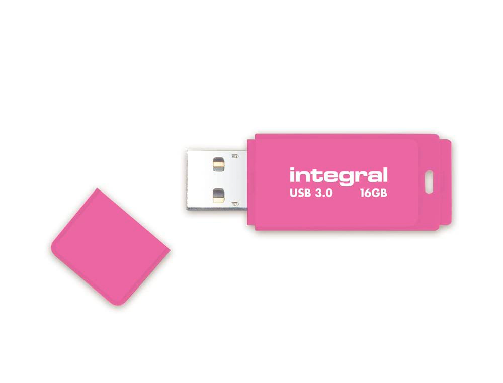 CLÉ USB INTÉGRAL 3.0 16GB ÉCRITURE 10MB/S LECTURE 110MB/S COLORIS NÉON ROSE