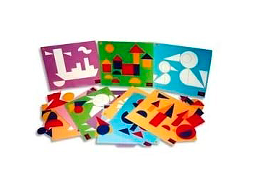 CARTE LOGICOLOR RECTO VERSO 100 PICES FORMES GOMTRIQUES COLORIS VIFS ROUGE VERT JAUNE BLEU LOT 9 UNITS