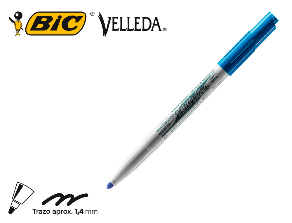 MARQUEUR BIC VELLEDA 1741 EFFAABLE POINTE OGIVE TRAC 2MM ENCRE CTONE FORMAT STYLO GRANDE LONGVIT BLEU