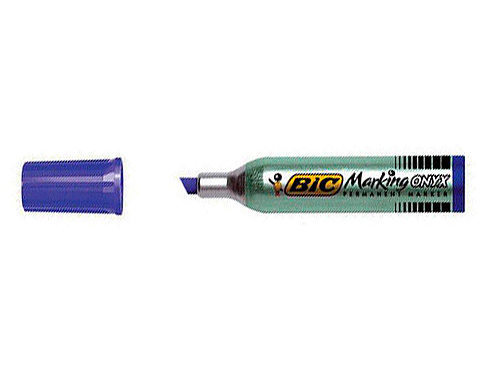 MARQUEUR BIC PERMANENT ONYX MARKER 1481 POINTE BISEAUTE TRAC 4/7MM TOUS SUPPORTS CORPS MTAL BLEU