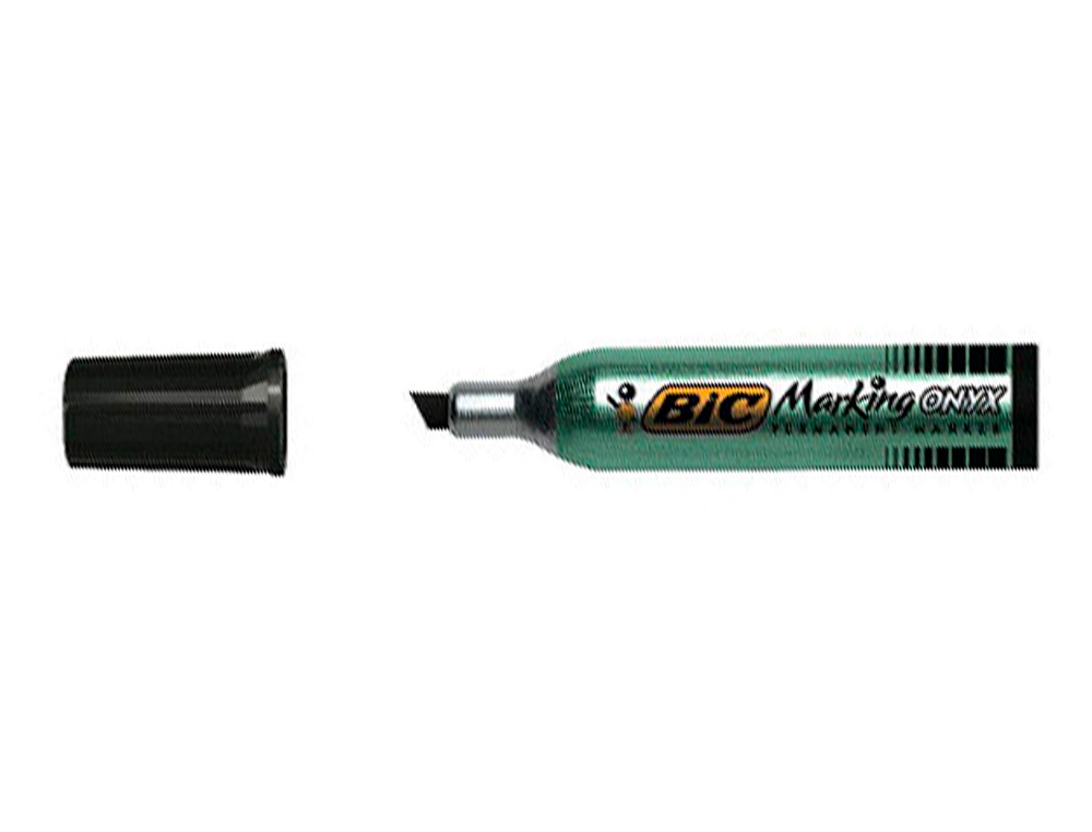 MARQUEUR BIC PERMANENT ONYX MARKER 1481 POINTE BISEAUTÉE TRACÉ 4/7MM TOUS SUPPORTS CORPS MÉTAL NOIR