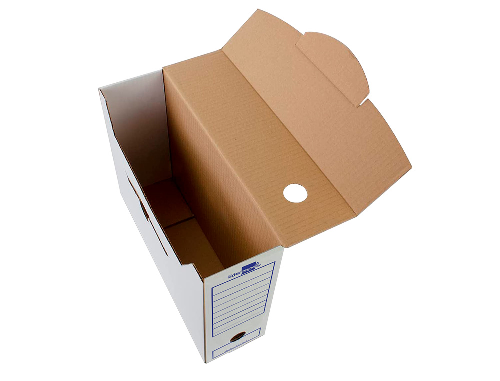BOITE A ARCHIVES LIDERPAPEL CARTON RECYCLE 340G/M2 DOS 100MM 365X100X251MM COLORIS BLANC