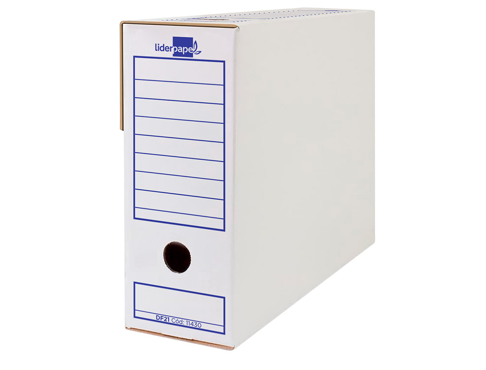 BOITE A ARCHIVES LIDERPAPEL CARTON RECYCLE 340G/M2 DOS 100MM 365X100X251MM COLORIS BLANC