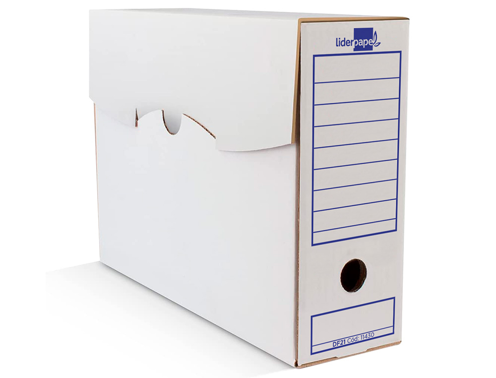 BOITE A ARCHIVES LIDERPAPEL CARTON RECYCLE 340G/M2 DOS 100MM 365X100X251MM COLORIS BLANC