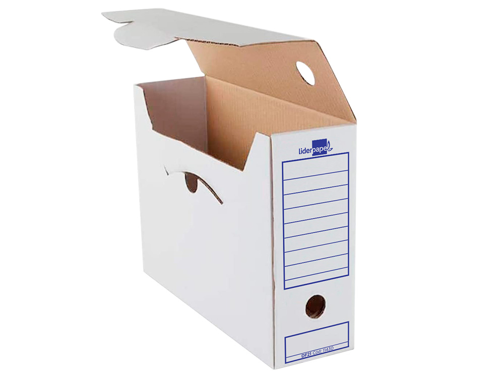 BOITE A ARCHIVES LIDERPAPEL CARTON RECYCLE 340G/M2 DOS 100MM 365X100X251MM COLORIS BLANC