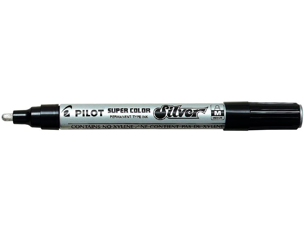 MARQUEUR PILOT FEUTRE PERMANENT ENCRE MÉTALLIQUE POINTE NON BISAUTÉE MEDIUM POLYACÉTATE 4.5 MM ARGENT