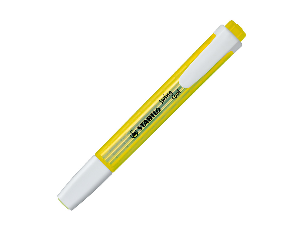 SURLIGNEUR STABILO SWING COOL MODLE DE POCHE AVEC AGRAFE TRAC 1/3MM ENCRE LIQUIDE PIGMENTE VISIBLE COLORIS JAUNE