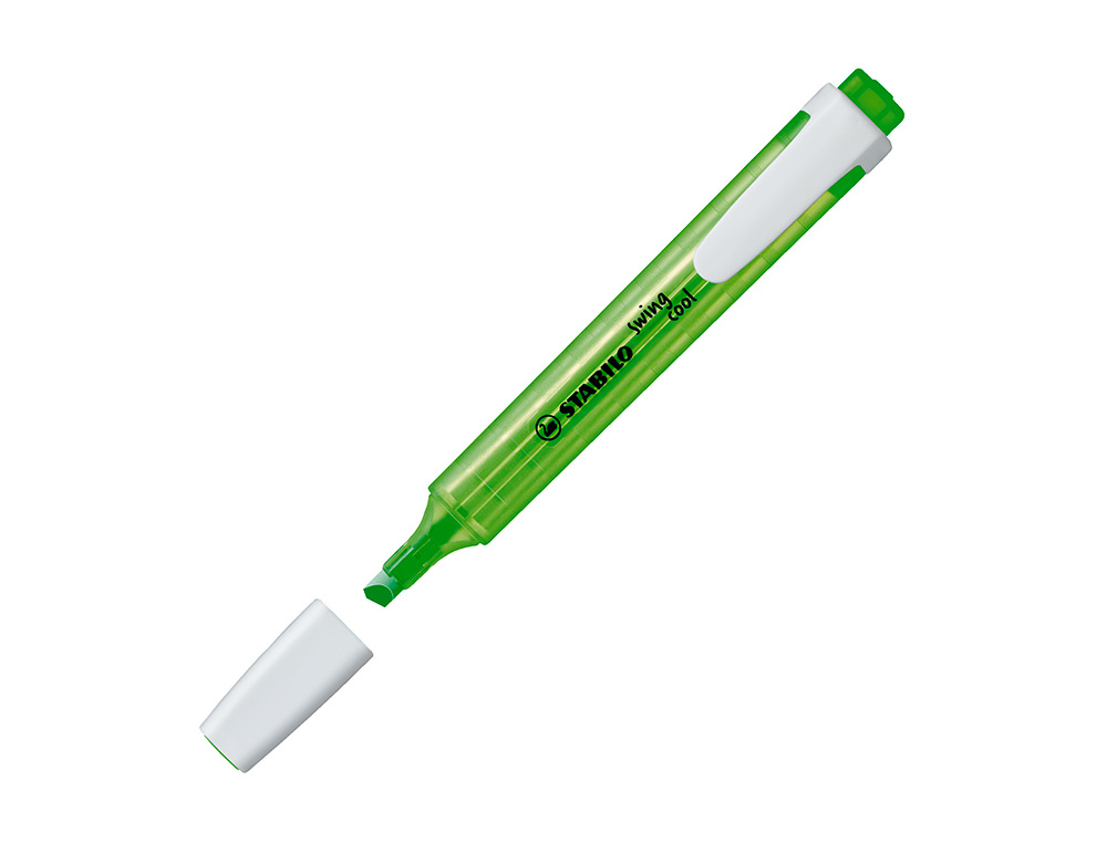 SURLIGNEUR STABILO SWING COOL MODLE DE POCHE AVEC AGRAFE TRAC 1/3MM ENCRE LIQUIDE PIGMENTE VISIBLE COLORIS VERT