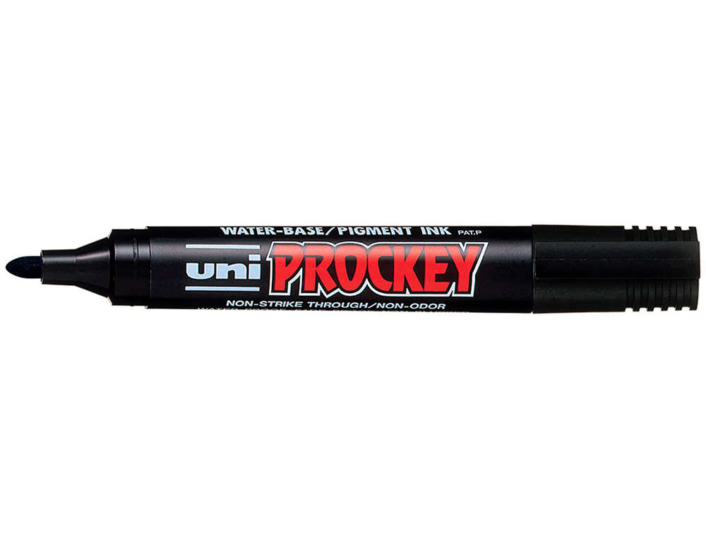 MARQUEUR UNIBALL UNI PROCKEY PERMANENT POINTE OGIVE TRAC 1.8MM ENCRE SANS ALCOOL CORPS PLASTIQUE COLORIS NOIR